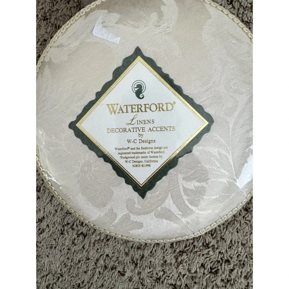 Waterford Linens Essex Court WC Designs Large‎ Round Linen Keepsake Box Lot Of 2